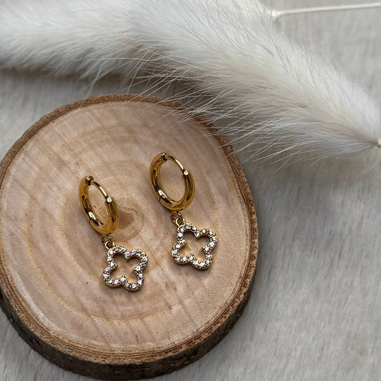 Lucky Clover Edelstahl Ohrringe Gold