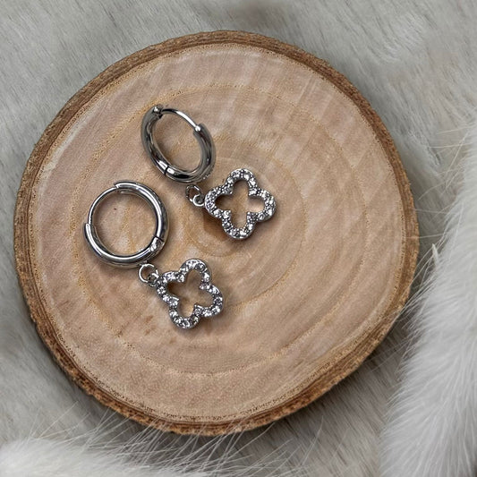 Lucky Clover Edelstahl Ohrringe Silber