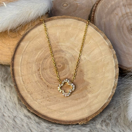 Lucky Clover Edelstahl Kette Gold