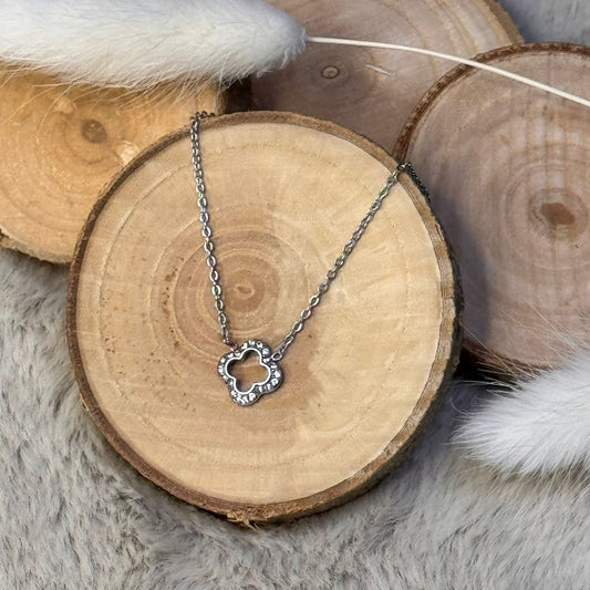 Lucky Clover Edelstahl Kette Silber