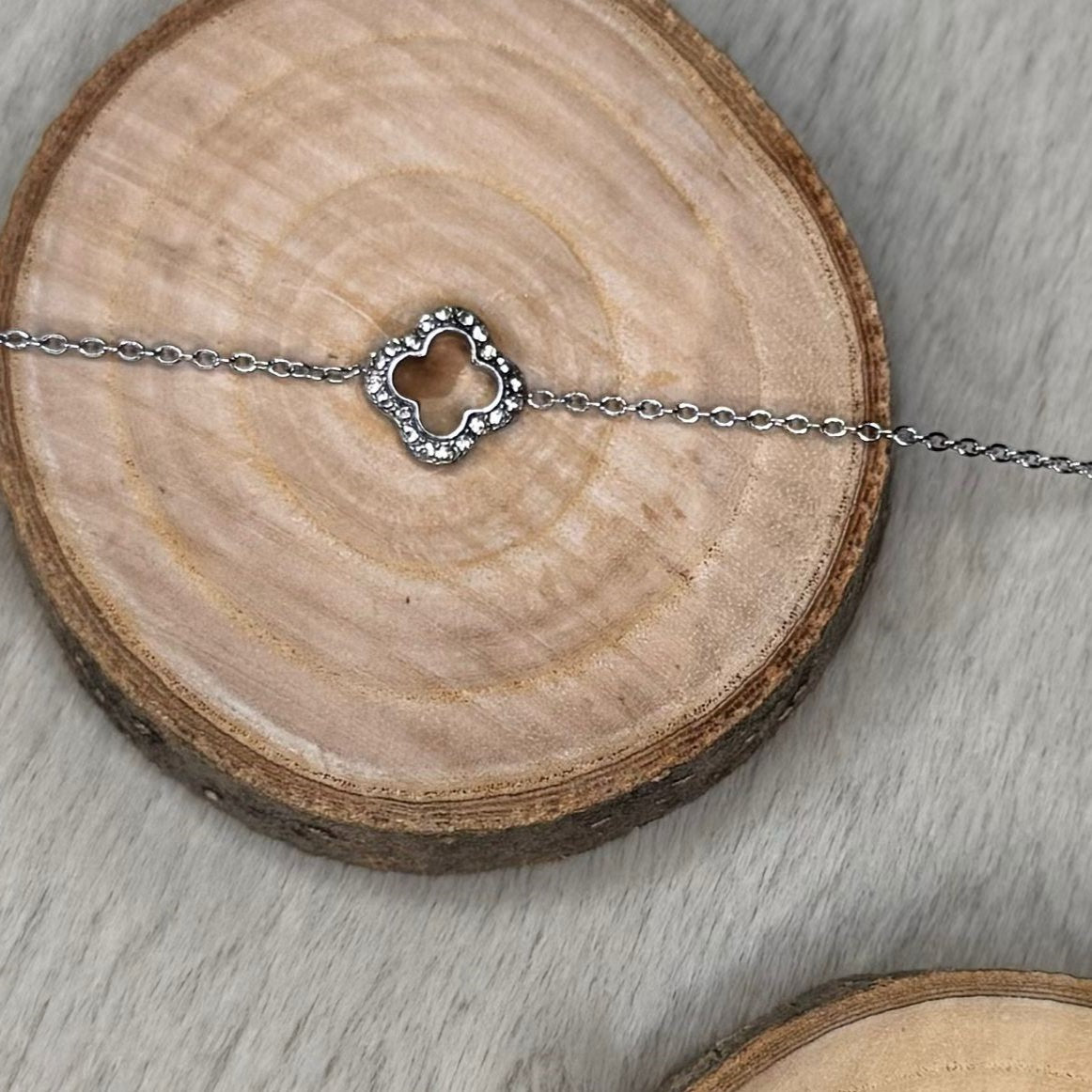 Lucky Clover Edelstahl Armband Silber